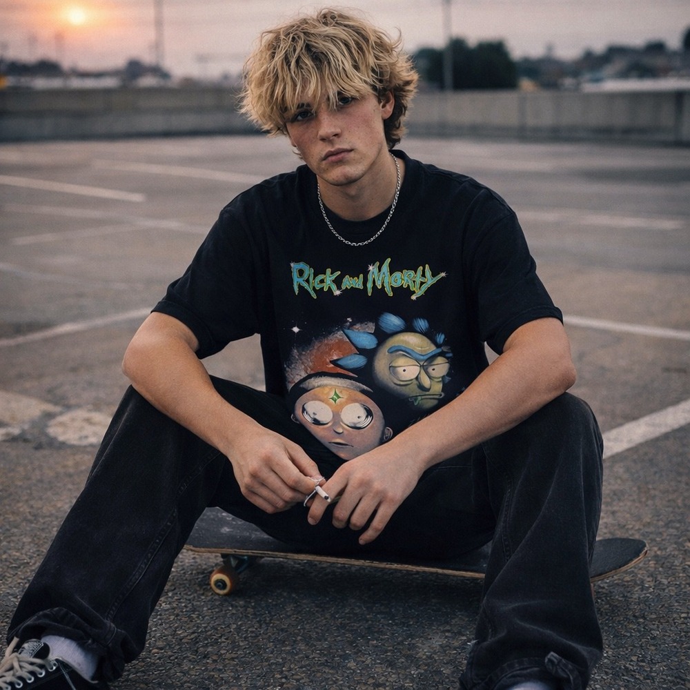 Rick and‎ Morty "Crystal Guides" Graphic Tee Black Large